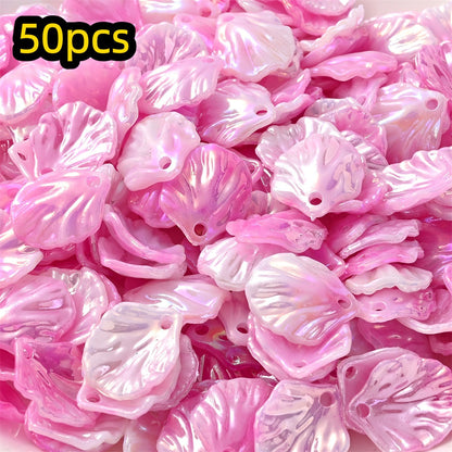 50pcs 15x17mm Acrylic Shell & Leaf Beads