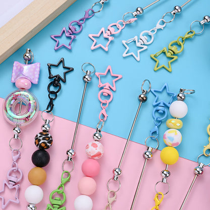 12PCS Star Lobster Clasp Beaded Keychain Set