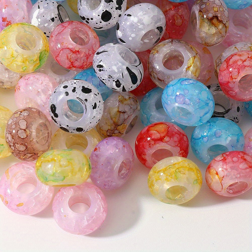 Ink Spatter Large Hole Acrylic Beads