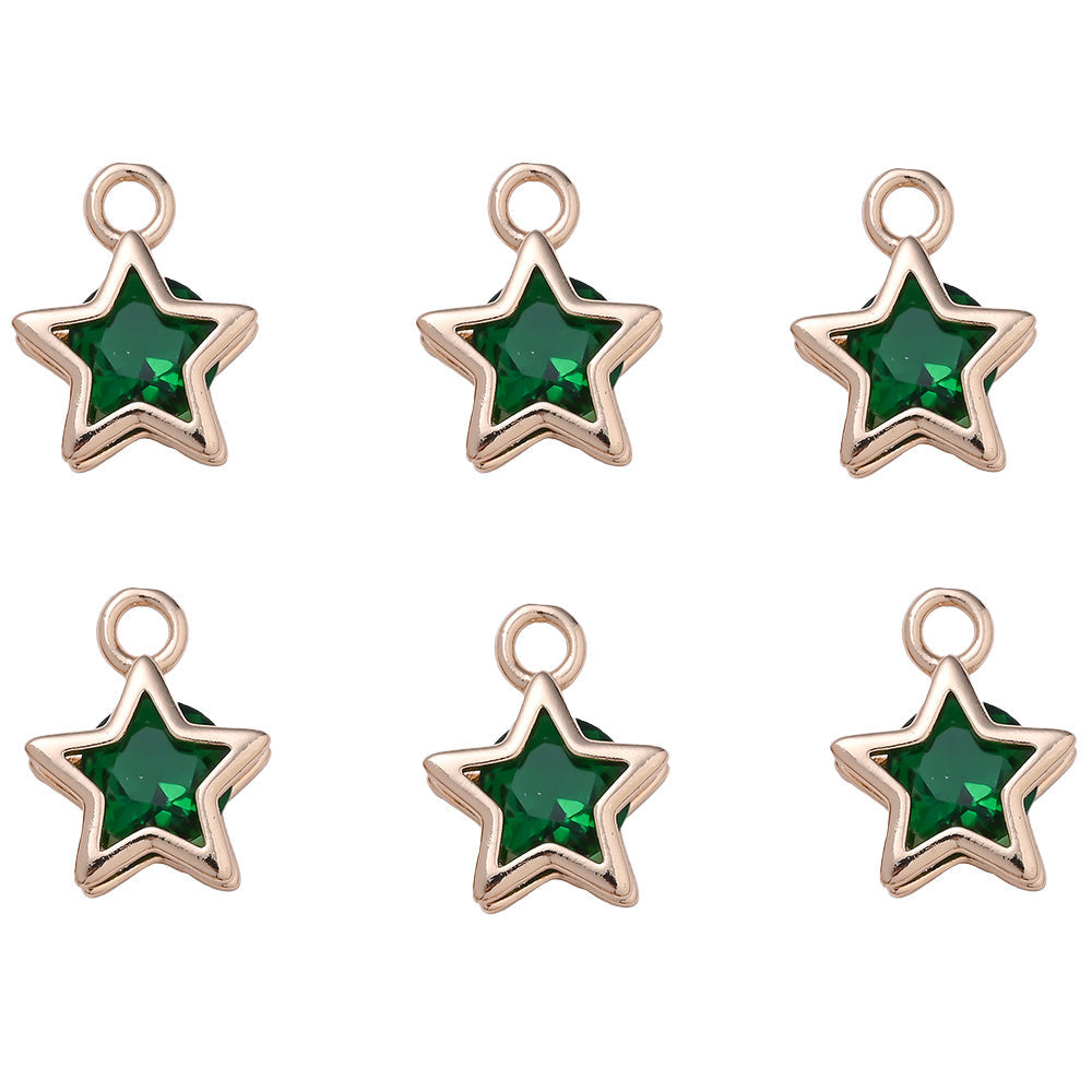 Rhinestone Star Copper Charms