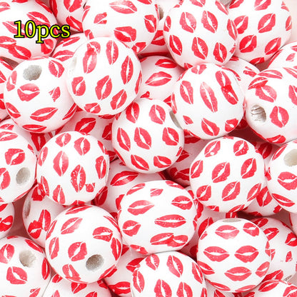 Valentine’s Day Printed Wooden Beads