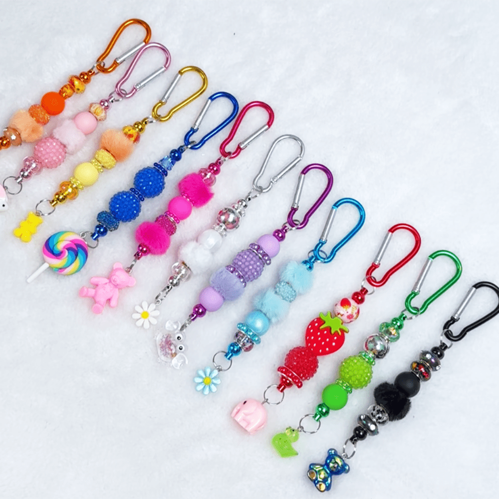 22-Piece Multicolor D-Shaped Beadable Keychain Hooks