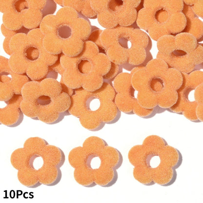 Flocked Flower Resin Beads
