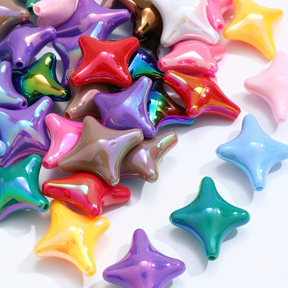 25x29mm 10pcs Mix Color Four-Point Star Acrylic Beads