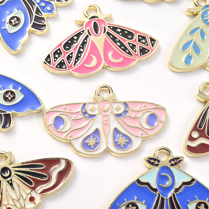 Colorful Alloy Moth and Butterfly Pendant Charms