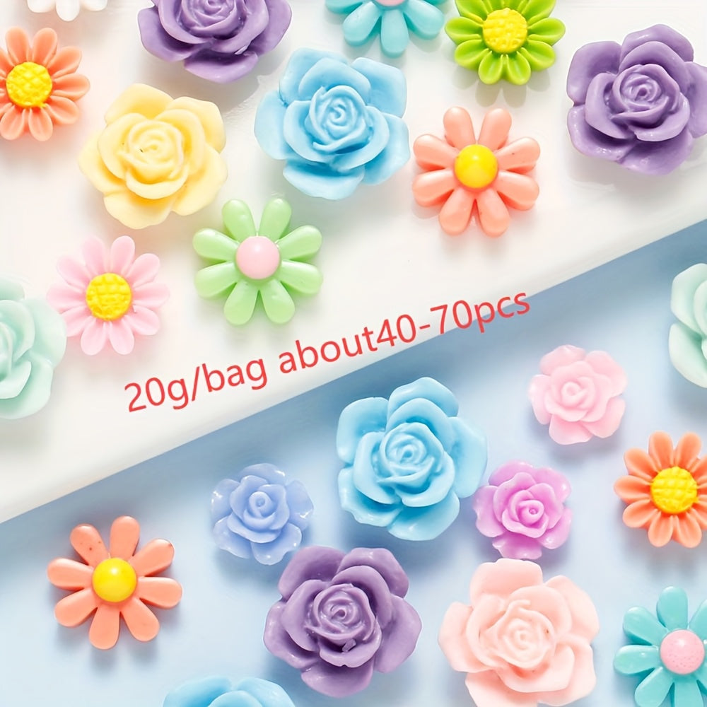 Resin Mixed Flower Flat Back Patch Beads