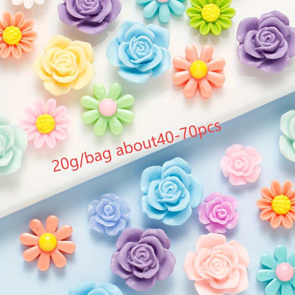 Resin Mixed Flower Flat Back Patch Beads