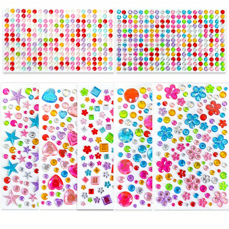 Acrylic Rhinestone Rainbow Self-Adhesive Stickers