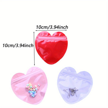 10PCS 3.94-Inch Heart-Shaped Transparent Jewelry Gift Bags
