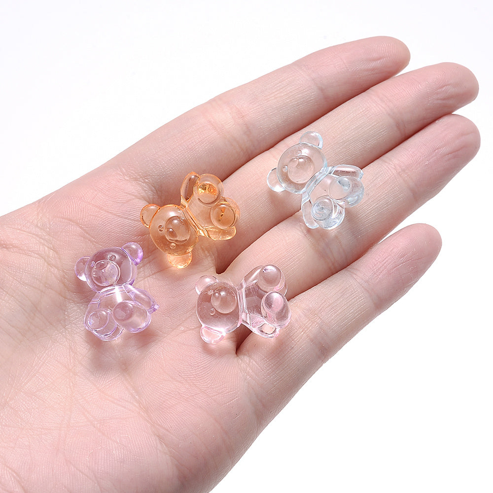 10/20pcs 10x18mm Acrylic Clear Small Bear Shaped Beads