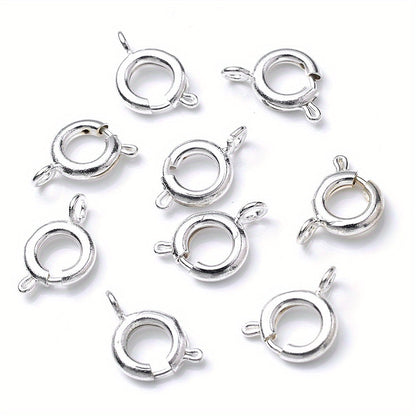 10PCS 7mm Gold & Silver Spring Clasps with Open Jump Rings