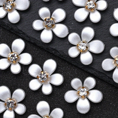 White Five-Petal Flower Acrylic Patch Beads