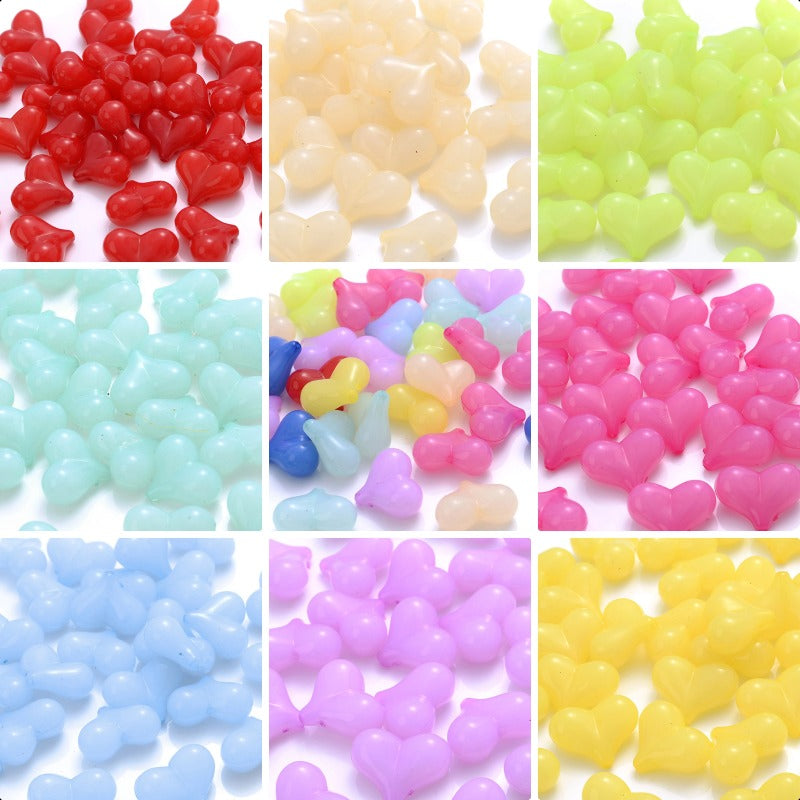 20PCS 17×21mm Multicolor Acrylic Heart Spacer Beads