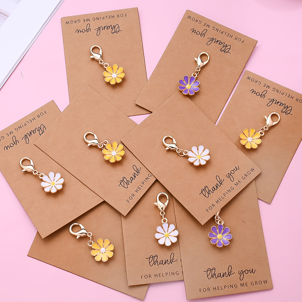 Daisy Flower Keychain with Thank You Card