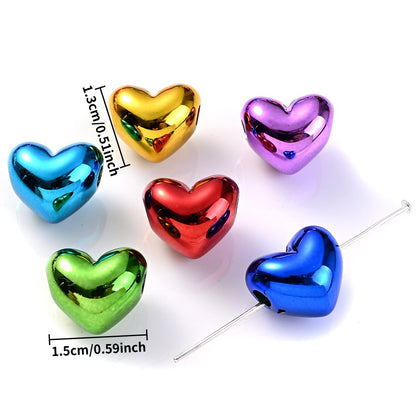 Colorful Heart Acrylic Spacer Beads