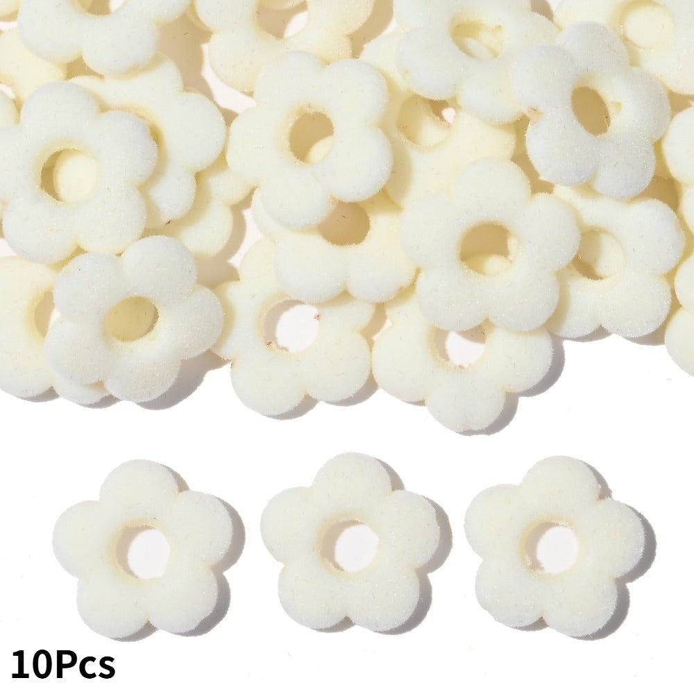 Flocked Flower Resin Beads