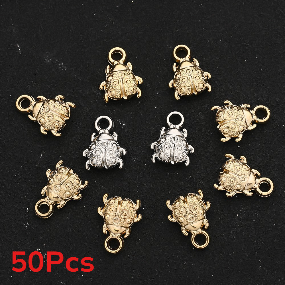 50-Piece Random CCB Plastic Beetle Pendant Charms