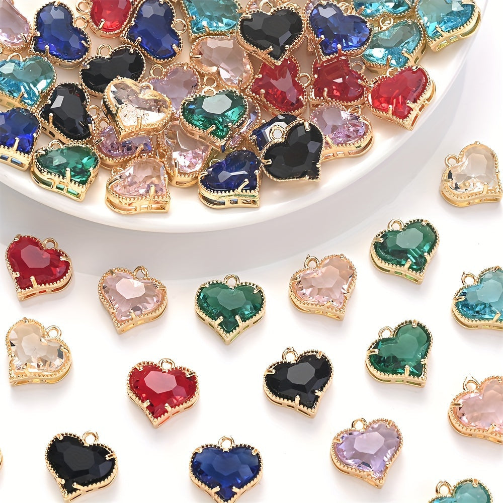 Faceted Heart Rhinestone Pendants