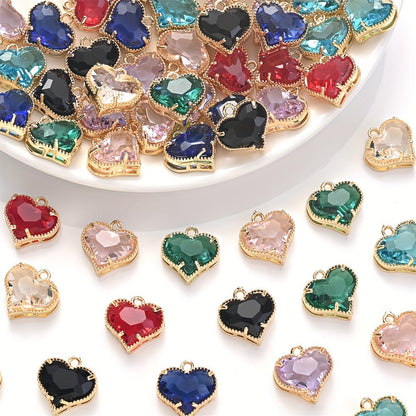 Faceted Heart Rhinestone Pendants