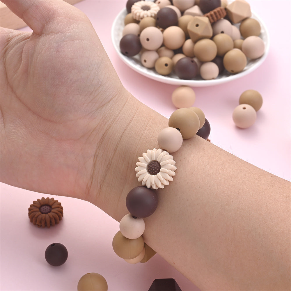 Coffee Nude Silicone Beads Set