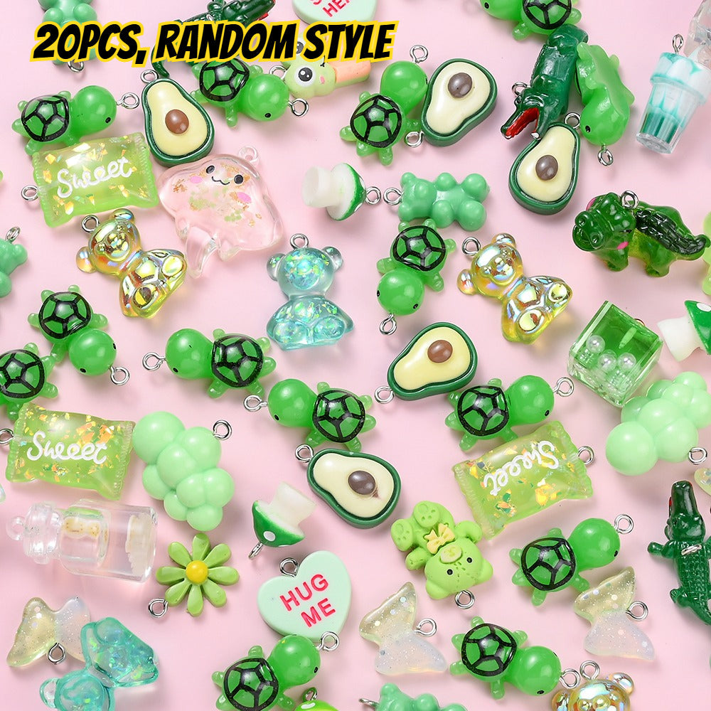 20-Piece Random Fruit, Animal & Flower Resin Charms