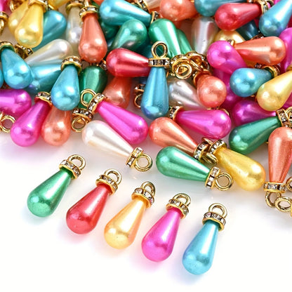 Multicolor Acrylic Imitation Pearl Waterdrop Charms