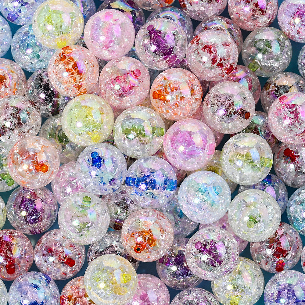 Acrylic Crackle Mixed Color Spacer Beads