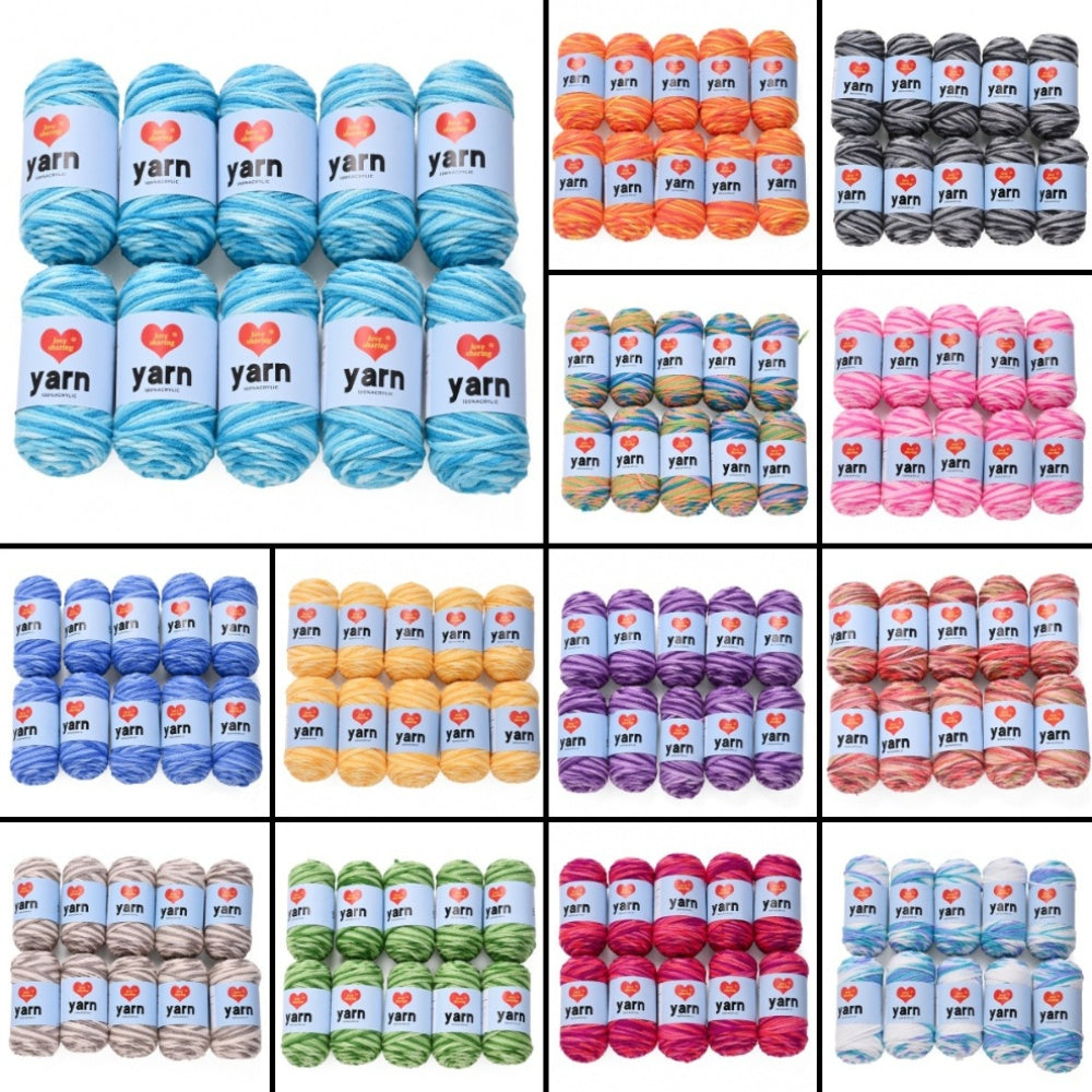 10PCS 10×4cm Rainbow Gradient Polyester Knitting Yarn