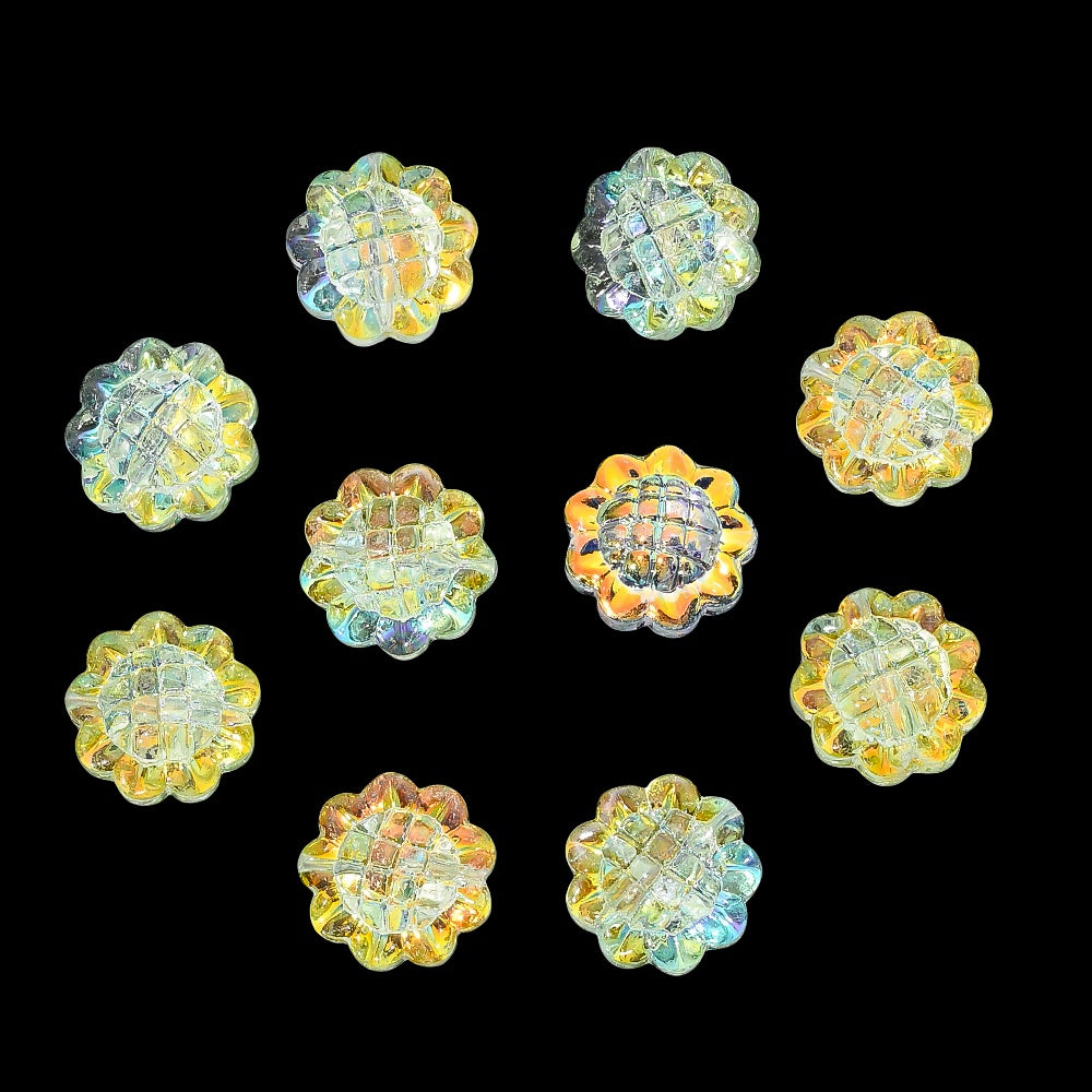 20PCS 15mm Transparent AB Sunflower Glass Jelly Spacer Beads