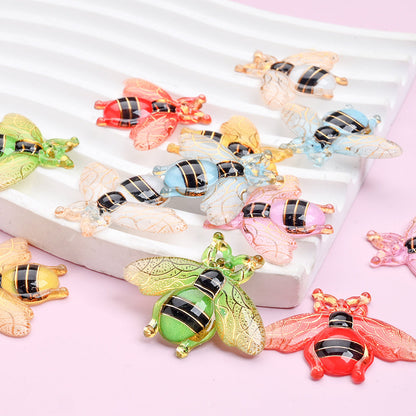 Colorful Acrylic Bee Flatback Rhinestone Charm Pendants