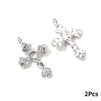 Y2K Rhinestone Cross Alloy Pendants