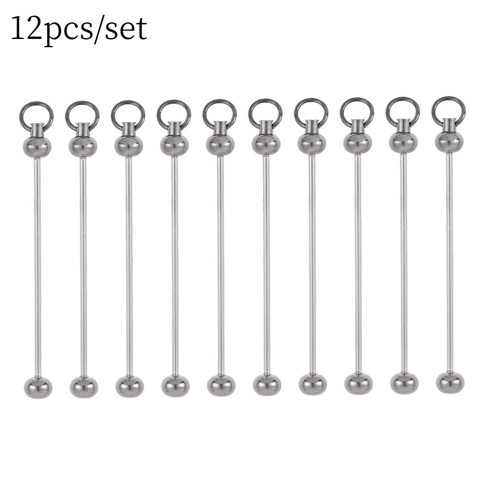 Metal Blank Bar Beadable Keychain Set