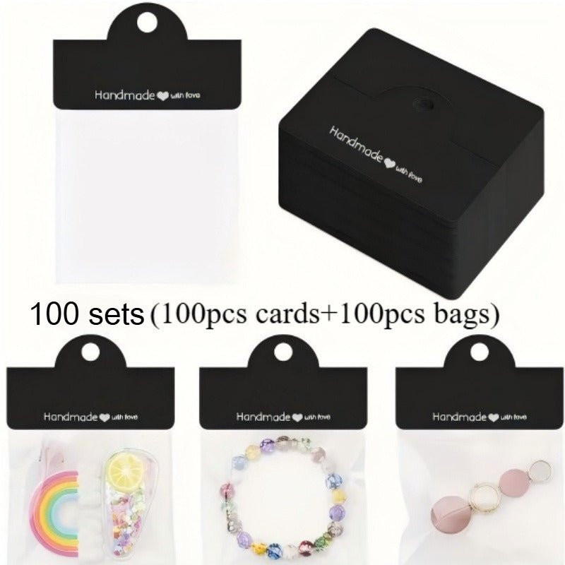 200PCS Handmade Jewelry Packaging Set with Clear Bags & Cards