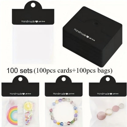 200PCS Handmade Jewelry Packaging Set with Clear Bags & Cards