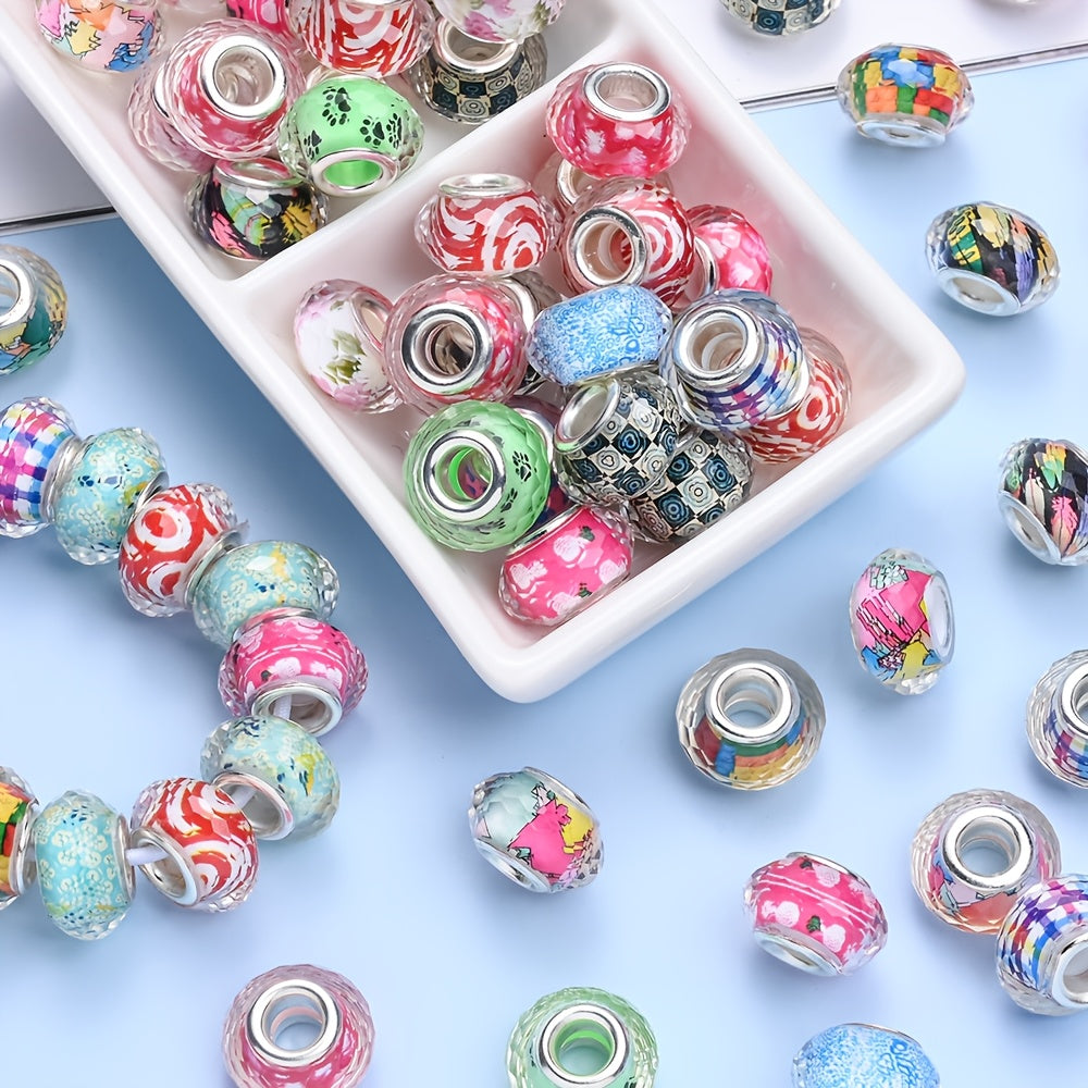 Color Printed Acrylic Large Hole Beads