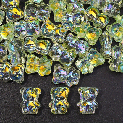 20PCS 15×12mm Transparent AB Bear Glass Spacer Beads