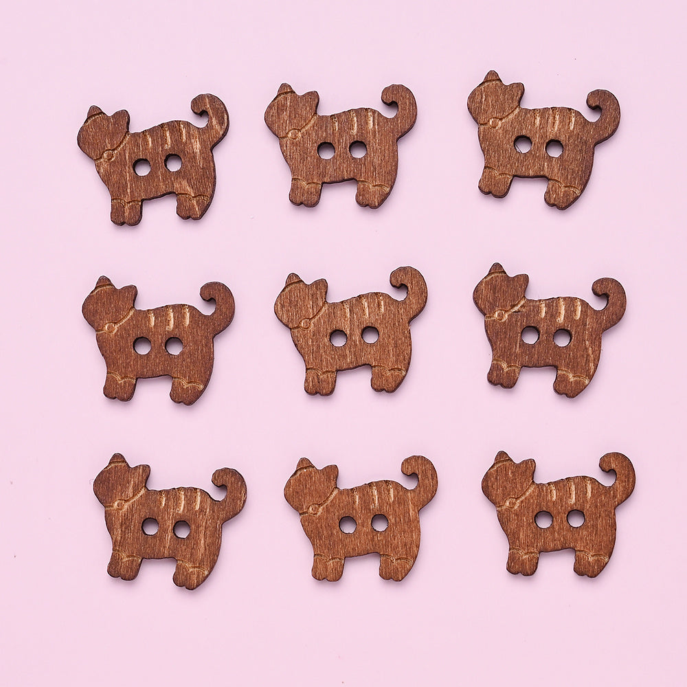 Kitten Wood Double Hole Buttons