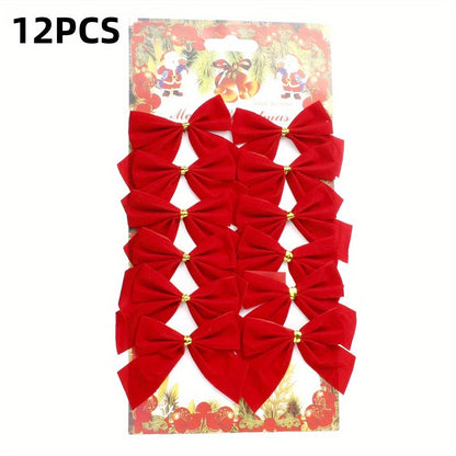 12-Piece Random Christmas Bow Polyester Decorations