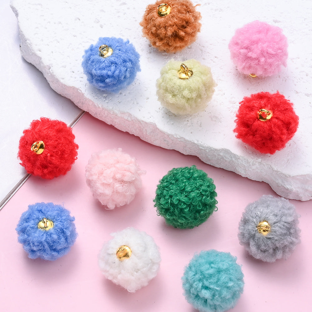20PCS 20mm Fluffy Pom Pom Pendant Set