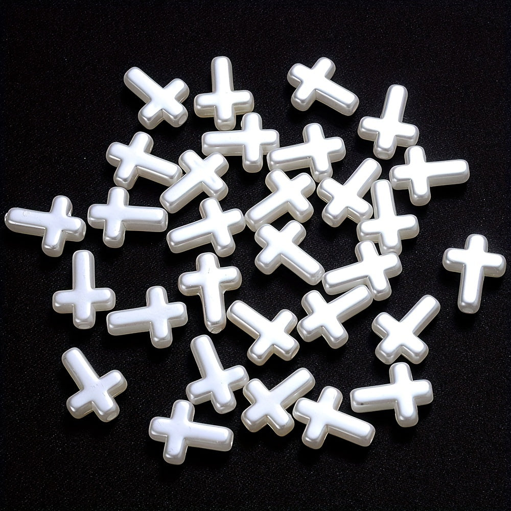 50PCS White Cross Acrylic Bead Set