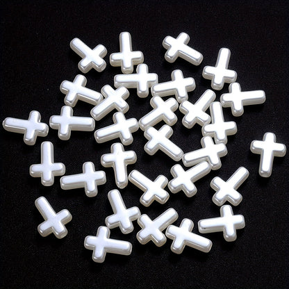 50PCS White Cross Acrylic Bead Set