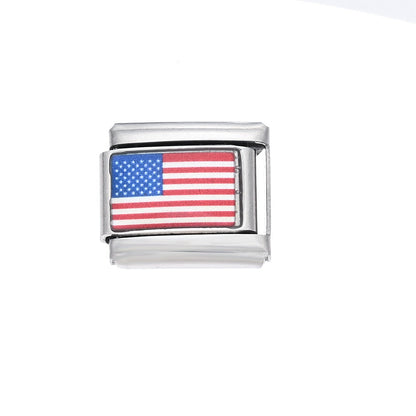 World Flag Alloy Bracelet Module