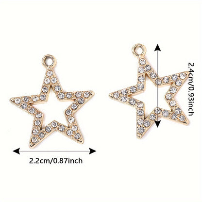 5PCS Gold-Tone Cosmic Moon & Star Pendant Set