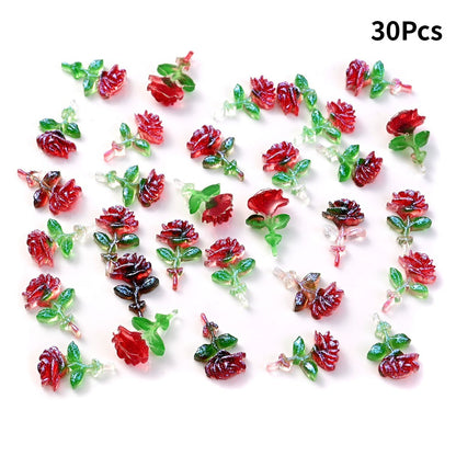 Luminous Green Leaf Flower Resin Beads