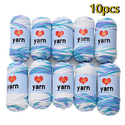 10PCS 10×4cm Rainbow Gradient Polyester Knitting Yarn