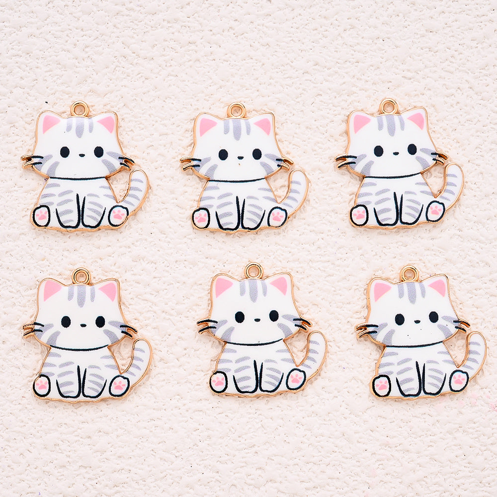 Enamel Cat Pendant Charms