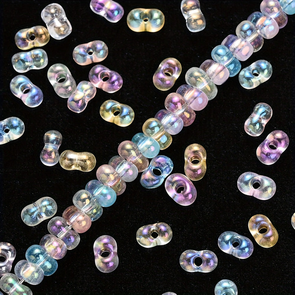 Rainbow Glass Rice Spacer Beads