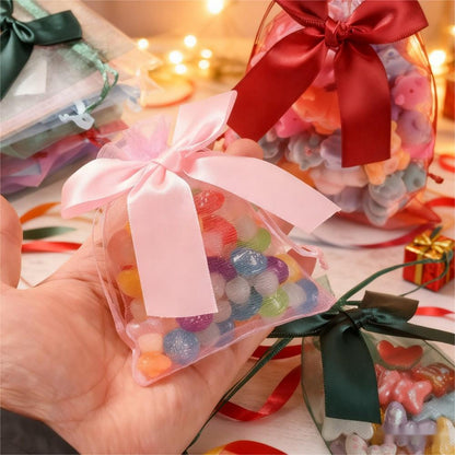 10PCS Organza Drawstring Gift Bag Set with Bowknot