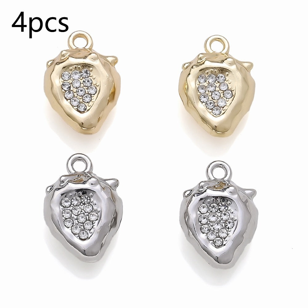 Strawberry Rhinestone Metal Pendant Charms