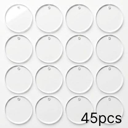 Blank Round Transparent Acrylic Christmas Ornament Keychain Charms